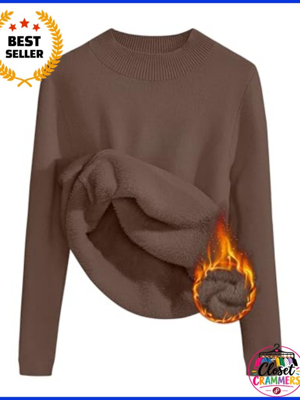 Fleece Sherpa Lined Turtleneck Sweater Winter Pullover